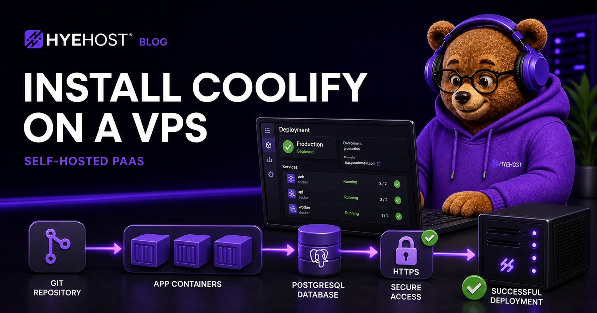 Install Coolify on a VPS HYEHOST blog artwork